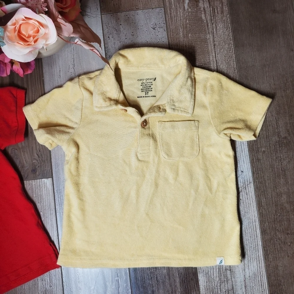 Toddler Boy Short Sleeve Polo Shirt Bundle Size 3T Easy Peasy & Garanimals EUC